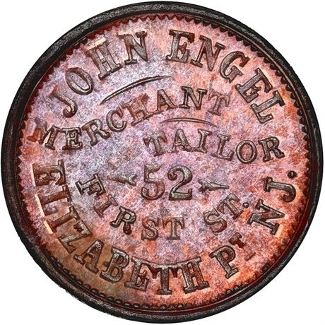 137  -  NJ220A-2a R6 NGC MS64 RB Elizabeth Port New Jersey Civil War token