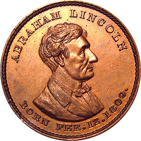 502  -  AL 1860-38 CU  NGC MS65 RB 1860 Abraham Lincoln Political token