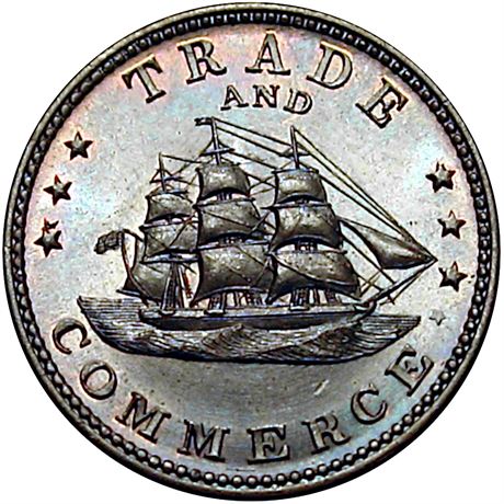 259/445 a NGC MS66 BN Sailing Ship Patriotic Civil War token