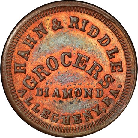 320  -  PA013D-1a R7 PCGS MS64 RB Allegheny City Pennsylvania Civil War token