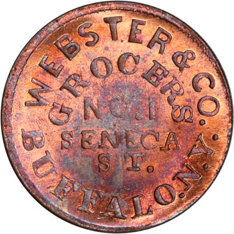 195  -  NY105S-1a R5 PCGS MS63 RB Buffalo New York Civil War token