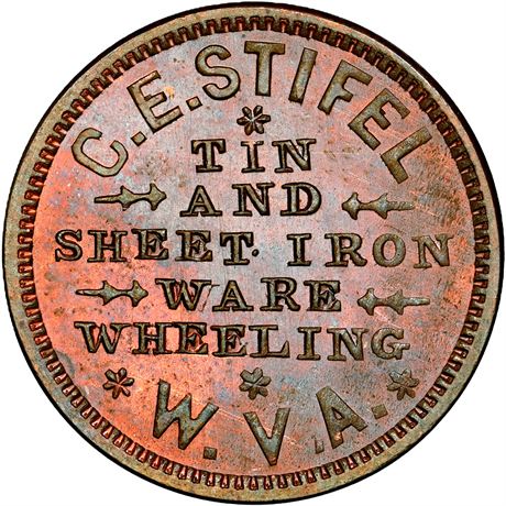 343  -  WV890G-7a R9 NGC MS66 BN Wheeling West Virginia Civil War token