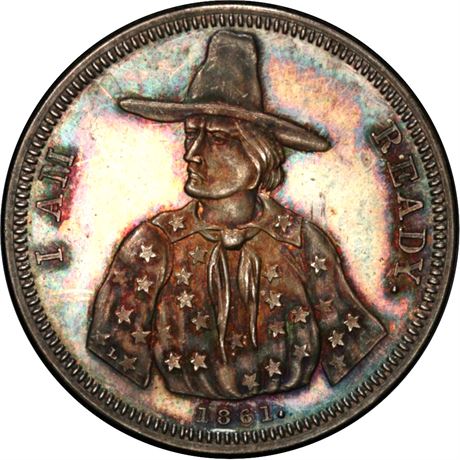 44  -  147/227 f R9 PCGS MS64 Silver Pilgrim Patriotic Civil War token