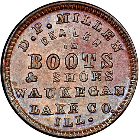 114  -  IL890C-2a R8 NGC MS64 BN Waukegan Illinois Civil War token