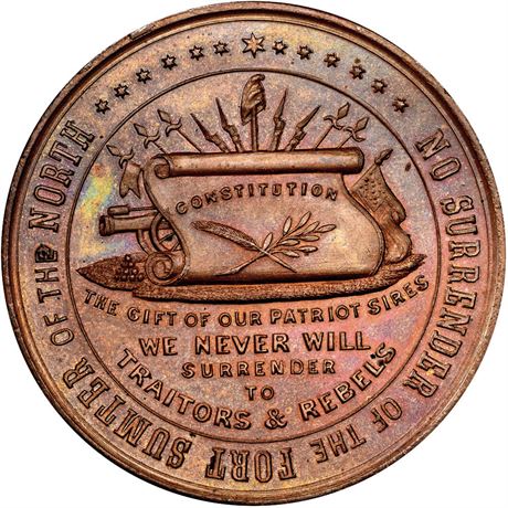154  -  MA115Aa-1a R8 NGC MS65 BN Boston Massachusetts Civil War token