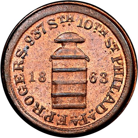 328  -  PA750P-1a R5 NGC MS64 RB Philadelphia Civil War token