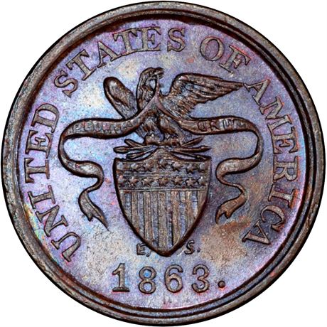 58  -  197/380 a R2 PCGS MS64 BN  Patriotic Civil War token