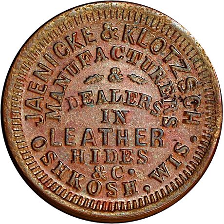 356  -  WI620G-1a R6 PCGS MS62 BN Oshkosh Wisconsin Civil War token