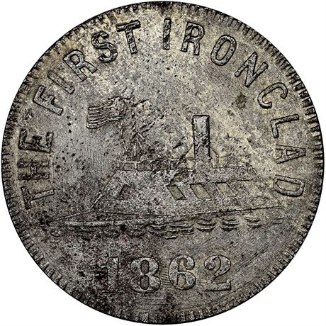 81  -  498/499 Iron R8 NGC MS62 Merrimac Patriotic Civil War token