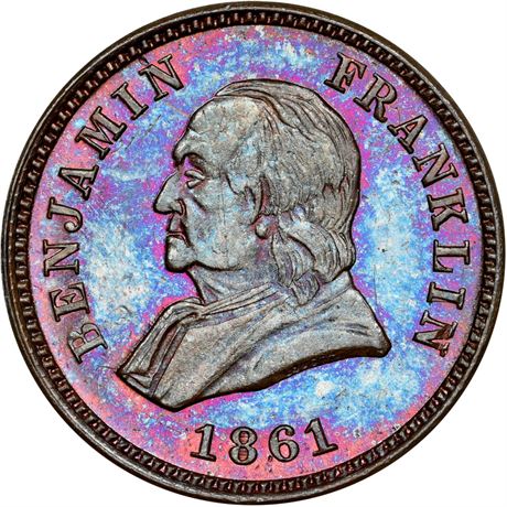 322  -  PA525A-1a R5 NGC MS66 BN Lancaster Pennsylvania Franklin Civil War token
