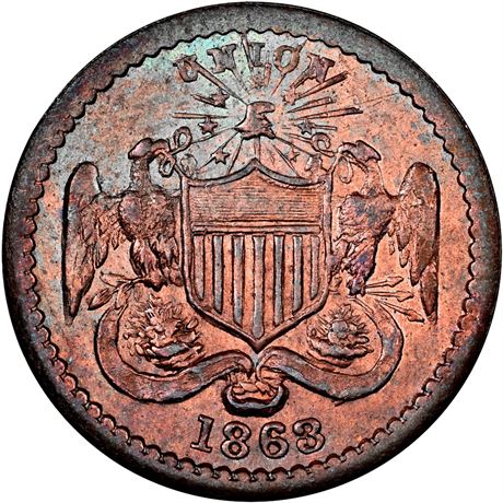 50  -  167/318 a R5 NGC MS64 BN  Patriotic Civil War token
