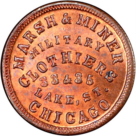 98  -  IL150AK-3a R7 PCGS MS65 RB Chicago Illinois Civil War token
