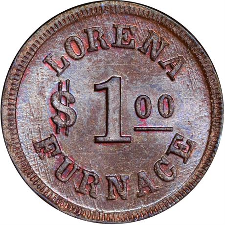 336  -  WV100A-5a R9 PCGS MS65 BN Charleston West Virginia Civil War token