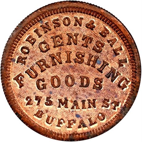 193  -  NY105N-4a R5 NGC MS66 RB Buffalo New York Civil War token