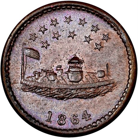 69  -  241/336 a R1 NGC MS66 BN Monitor Patriotic Civil War token