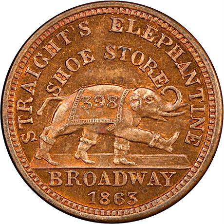 187  -  NY010F-1a R2 PCGS MS64 RB Albany New York Civil War token