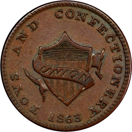 57  -  194/424 a R9 PCGS AU53 Very Rare Dies Patriotic Civil War token
