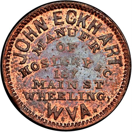 341  -  WV890B-3a R7 NGC MS64 RB Wheeling West Virginia Civil War token