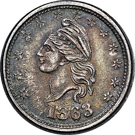 1  -    1/229 f R8 NGC MS63 Silver Patriotic Civil War token