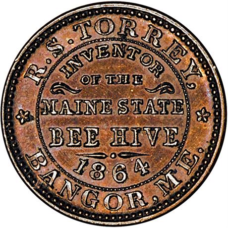 157  -  ME100A-2a R3 NGC MS63 BN Bangor Maine Civil War token