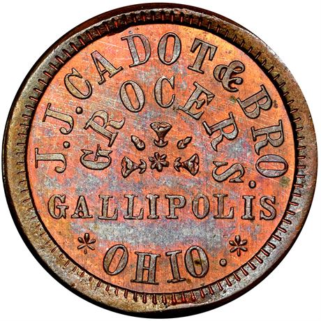 284  -  OH345B-2a R7 NGC MS65 RB Gallipolis Ohio Civil War token