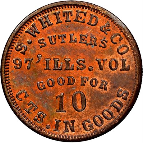 87  -  IL-97-10Cc R8 NGC MS64 RB 97th Illinois Civil War Sutler token