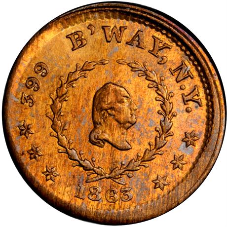 214  -  NY630BB-13b R7 PCGS MS64 New York Civil War token