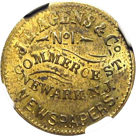 4  -  NJ555A-8b R8 NGC MS63 Newark New Jersey Civil War token