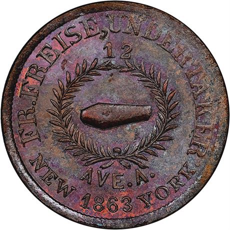 204  -  NY630 Z-1a R2 NGC MS65 BN New York Civil War token