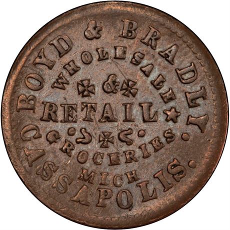 161  -  MI135A-1a R8 PCGS XF40 Cassopolis Michigan Civil War token