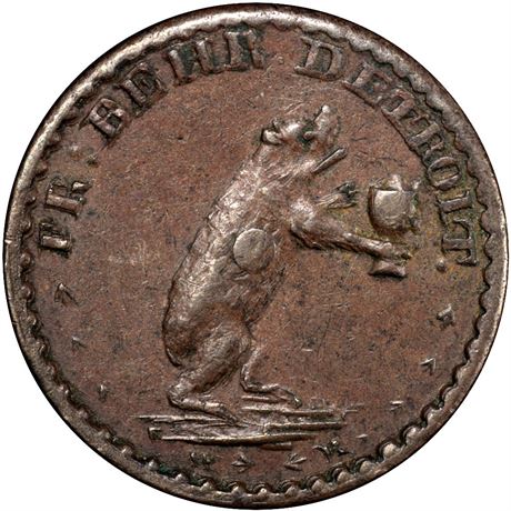 163  -  MI225 I-1a R8 PCGS AU53 Detroit Michigan Civil War token