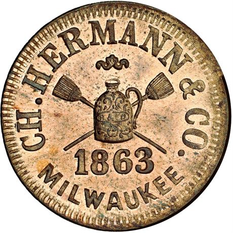 WI510R-4d NGC MS67 R9 Milwaukee Wisconsin Civil War token Copper Nickel