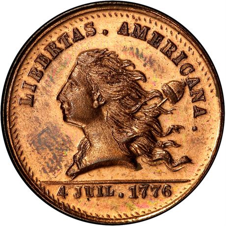 NY NY 720A PCGS MS65 RB Libertas Americana 1876 Merchant token Druggist