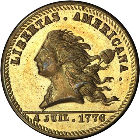 Pa Ph 760B PCGS MS64 Libertas Americana 1876 Merchant token Stilz Brass